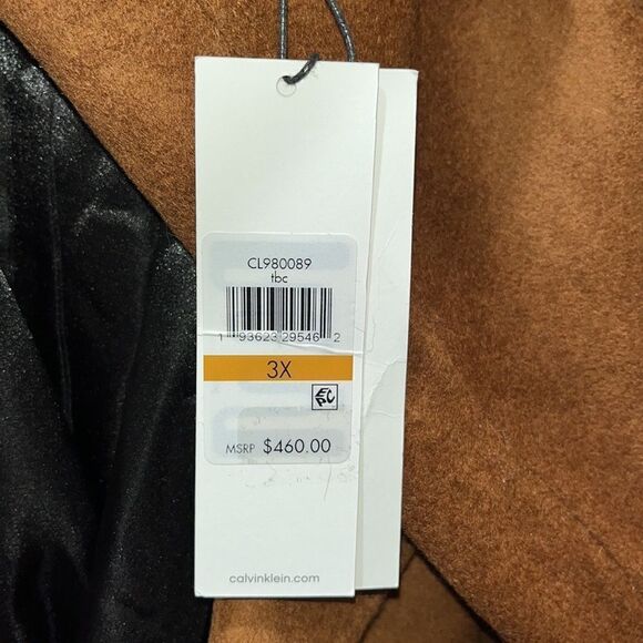 Calvin Klein Single-Breasted Wool Blend Faux-Fur Coat Size 3X NWT - Picture 16 of 16